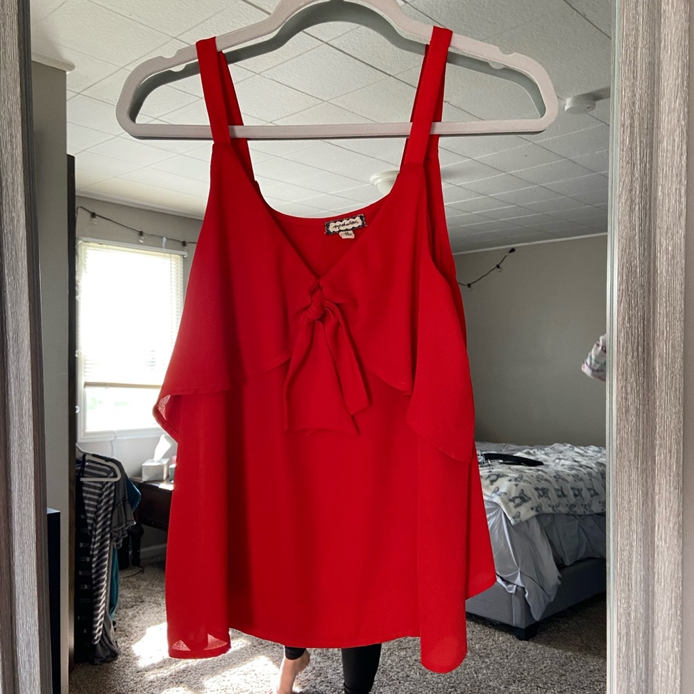 Cute coral tank top with a tie in the front